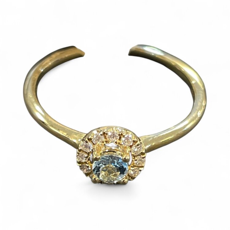 (Z) 14KY .16AQ .10DIA YELLOW GOLD RING WITH AQUAMARINE & DIAMONDS