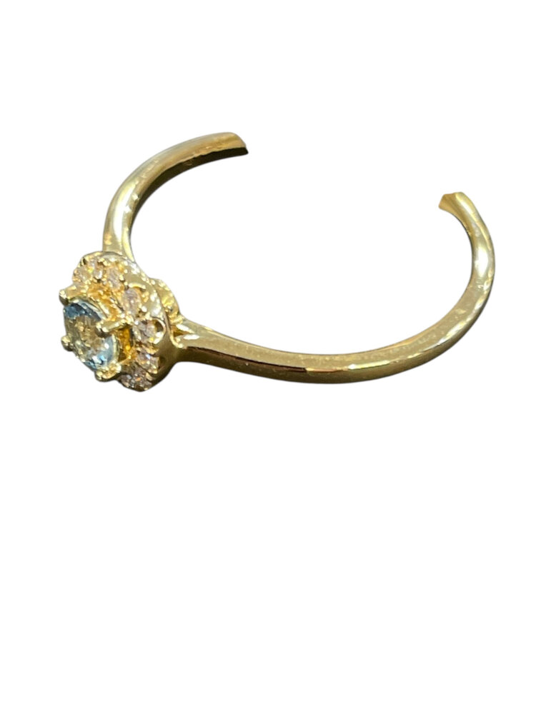 (Z) 14KY .16AQ .10DIA YELLOW GOLD RING WITH AQUAMARINE & DIAMONDS