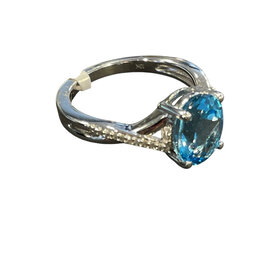 (Y)10K BT 0.08CT DIA RING BLUE TOPAZ DIAMOND