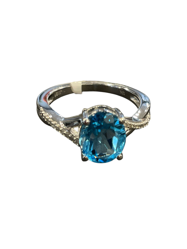 (Y)10K BT 0.08CT DIA RING BLUE TOPAZ DIAMOND