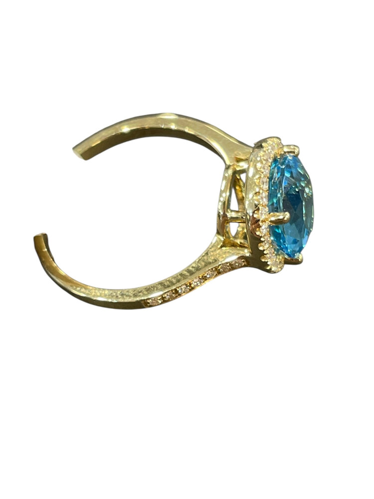 (R)14KY 3.11CT .19TW BLTP RND DIA HALO RING 14KT YELLOW GOLD