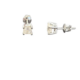 (Y)14K .75 DIA I G NATURAL DIAMOND STUDS PRINCESS CUT SCREW BACK
