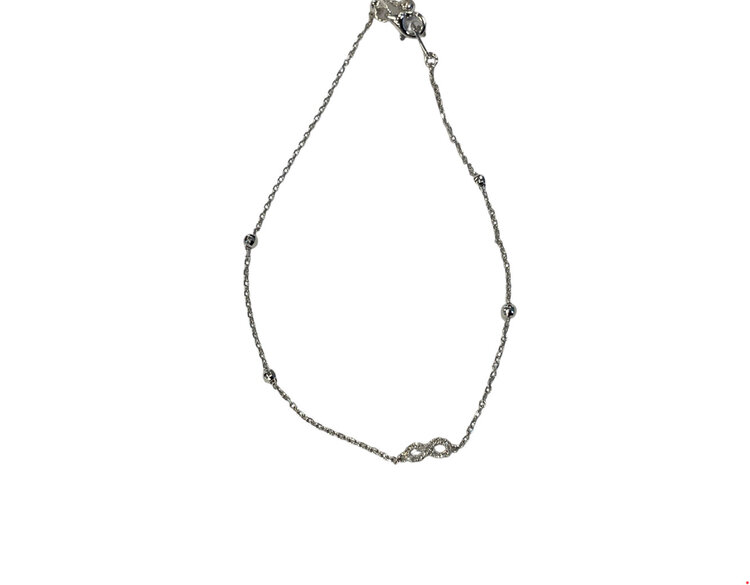 PRIMA NY (Y)14K 0.05DI INFINITY ROUND DIAMONDS 0.05CT WHITE GOLD ADJUSTABLE BRACELET