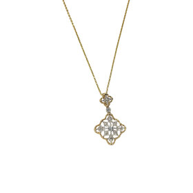 PRIMA NY (Y)14K 0.15DI ROUND DIAMOND 0.15CT TWO TONE PENDANT ON YELLOW GOLD CHAIN