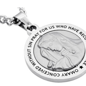 BLACKJACK (Y)BJ MOTHER MARY PENDANT STEEL ON CURB CHAIN 24” LONG