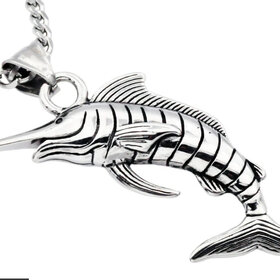 BLACKJACK (Y)BJ SWORDFISH 24” PENDANT STAINLESS STEEL ON CURB LINK CHAIN