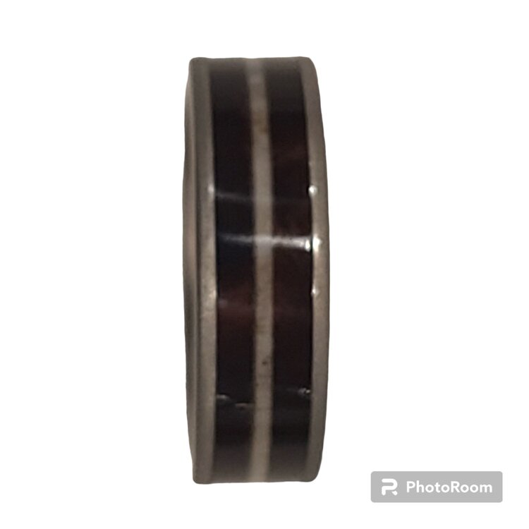 HEAVY STONE (R)HEAVYSTONE COB IRO ANT COBALT IRONWOOD ANTLER BAND SIZE 10 7MM