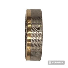 HEAVY STONE (R)HEAVYSTONE DAM 14K TWISTED DAMASCUS YELLOW GOLD BAND 7MM SIZE 10