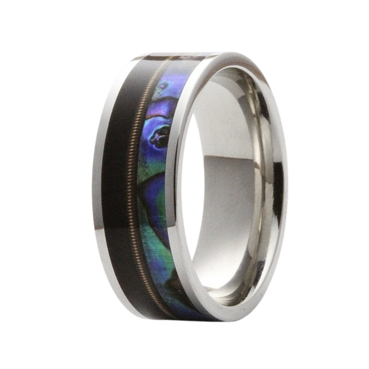 HEAVY STONE (R)HEAVYSTONE COB ABA BRO EBO COBALT ABALONE BRONZE GUITAR STRING EBONYWOOD BAND SIZE 10 - 8MM