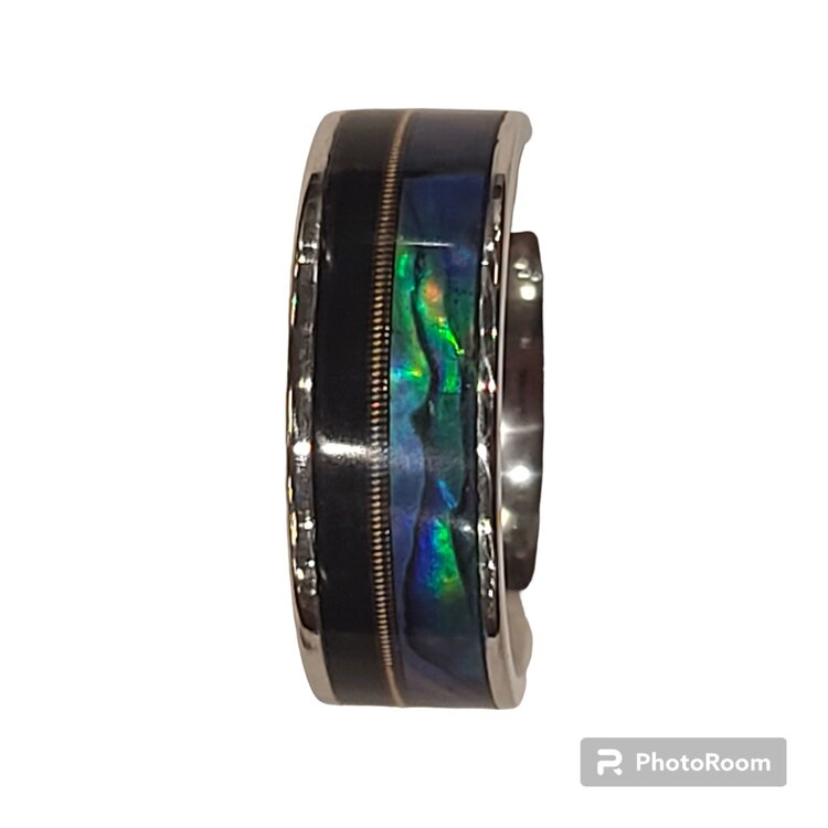 HEAVY STONE (R)HEAVYSTONE COB ABA BRO EBO COBALT ABALONE BRONZE GUITAR STRING EBONYWOOD BAND SIZE 10 - 8MM