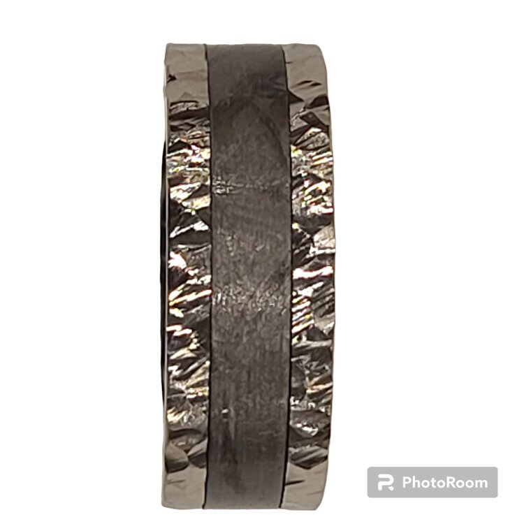 HEAVY STONE (R) HEAVYSTONE COB MET GENTS COBALT HAMMERED METEORITE BAND SIZE 10