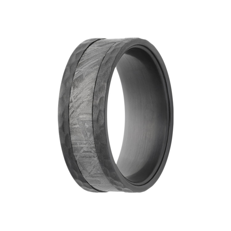 HEAVY STONE (R) HEAVYSTONE COB MET GENTS COBALT HAMMERED METEORITE BAND SIZE 10