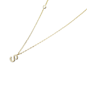 Roman + Jules (R)14K 0.08CT DIA DIAMOND INITIAL S PENDANT ON YELLOW GOLD CHAIN