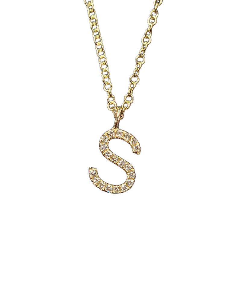 Roman + Jules (R)14K 0.08CT DIA DIAMOND INITIAL S PENDANT ON YELLOW GOLD CHAIN