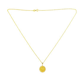 (Y)24K 1 GRAM COIN SET IN 14K YELLOW GOLD BEZEL WITH .25CT DIA (E/VS1 NATURAL)