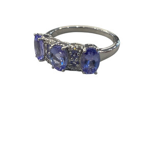 (R)925 TANZ 7 STONE RING TANZANITE AND SILVER SIZE 8
