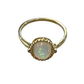 PRIMA NY (Y)14KY 0.01CT & 1.21CT DIAMOND OPAL  RING YELLOW GOLD FINGER SIZE 6.75