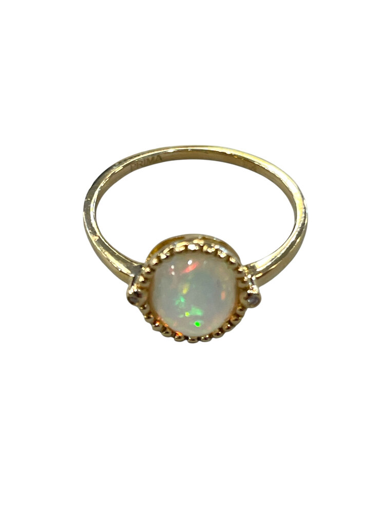 PRIMA NY (Y)14KY 0.01CT & 1.21CT DIAMOND OPAL  RING YELLOW GOLD FINGER SIZE 6.75