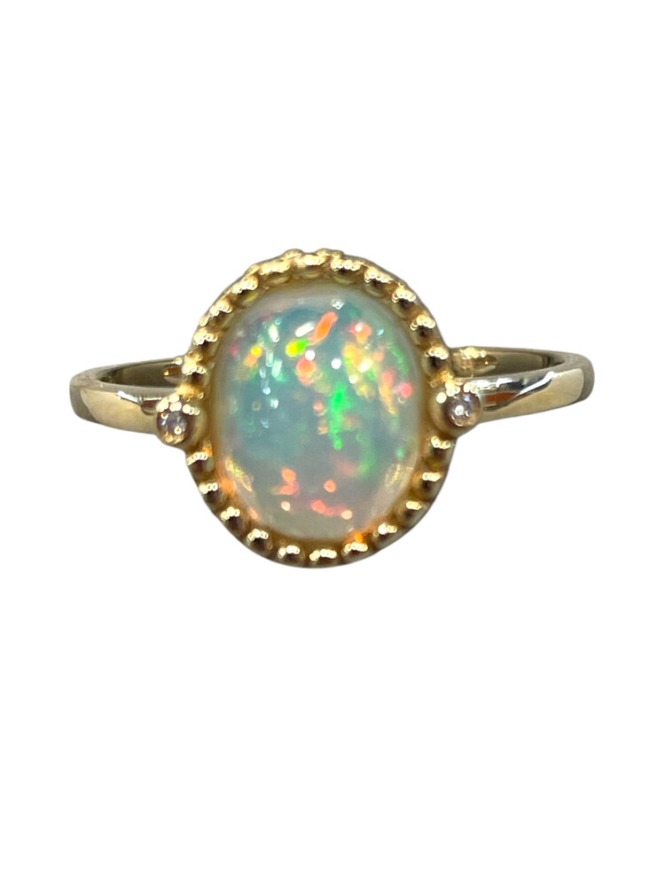 PRIMA NY (Y)14KY 0.01CT & 1.21CT DIAMOND OPAL  RING YELLOW GOLD FINGER SIZE 6.75