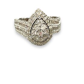 (R)925 1.50CTW DIA BAG & RND, MULTI STONE PEAR HALO RING BAGUETTE AND ROUND