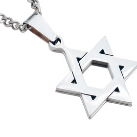 BLACKJACK (Z)BJ STEEL STAR OF DAVID PENDANT ON 24” CURB LINK CHAIN