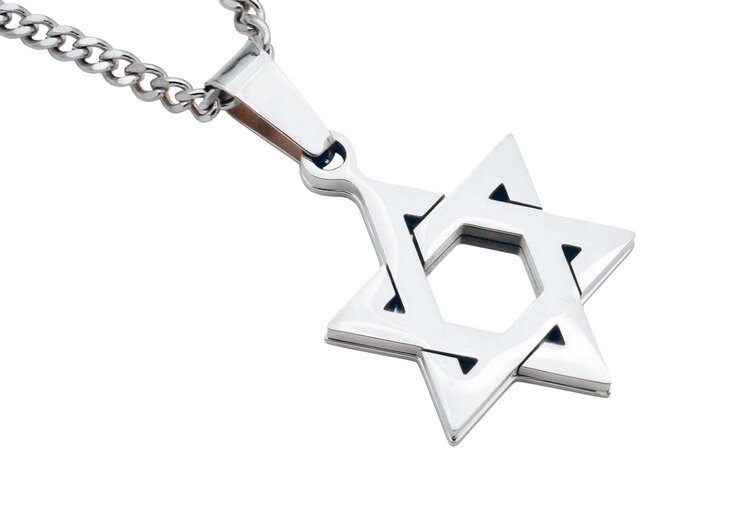 BLACKJACK (Z)BJ STEEL STAR OF DAVID PENDANT ON 24” CURB LINK CHAIN