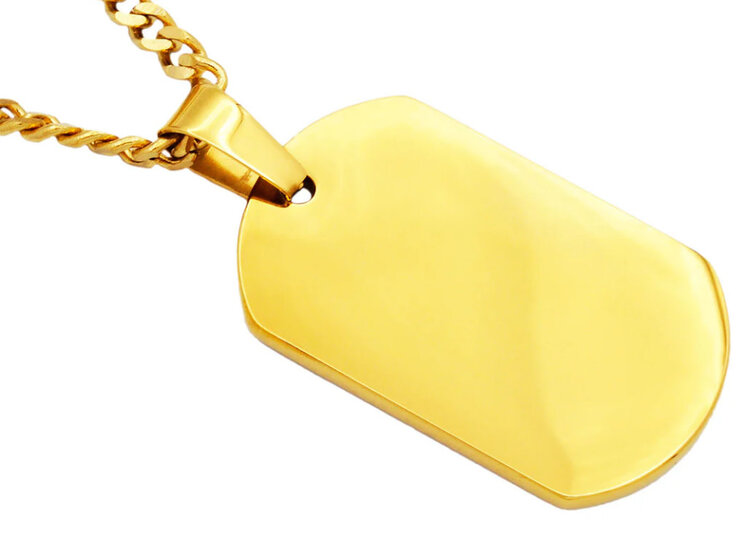 BLACKJACK (Y)BJ YT DOG TAG STEEL MENS STAINLESS STEEL YELLOW TONE DOG TAG