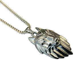 BLACKJACK (Y)BJ WOLF HEAD CZ EYES W/FRANCO CHAIN 24” LONG