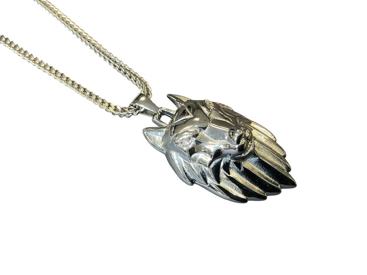 BLACKJACK (Y)BJ WOLF HEAD CZ EYES W/FRANCO CHAIN 24” LONG