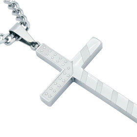 BLACKJACK (Y) BJ STARS & STRIPES CROSS STAINLESS STEEL W/24” CURB LINK CHAIN