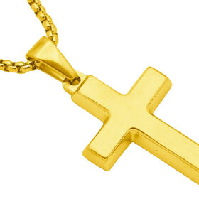 BLACKJACK (Y)BJ YELLOW STAINLESS STEEL CROSS NECKLACE MENS