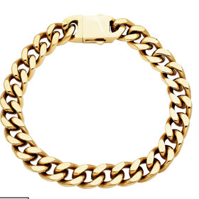 BLACKJACK (Y)STAINLESS GOLD PLATED CUBAN LINKN BRACELET