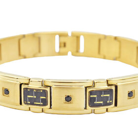 BLACKJACK (Y)STAINLESS STEEL BRACELET BLACK CZ & CARBON FIBER