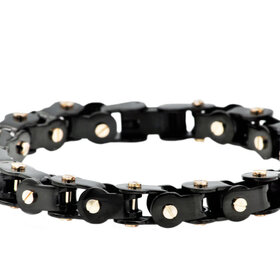 BLACKJACK (Y)BJ BLACK & ROSE SCREW LINK BRACELET STAINLESS STEEL BRACELET