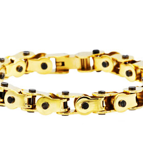 BLACKJACK (Y) (Y)BJ BLACK & GOLD SCREW BIKE BRACELET STAINLESS STEEL BRACELET