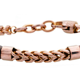 BLACKJACK (Y)BJ KOA WOOD RED BEAD ROSE PLATED STEEL BRACELET