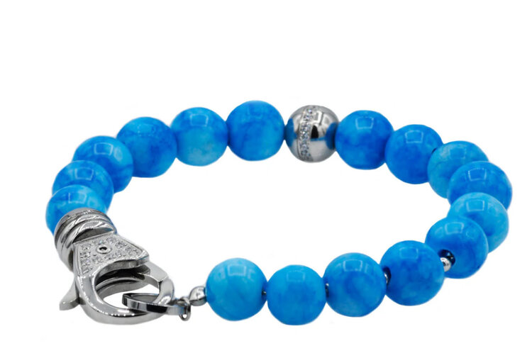 BLACKJACK (R) BJ LARIMAR BEAD BRACELET STAINLESS STEEL