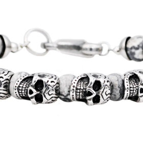 BLACKJACK (X)BJ SKL & JASPER MEN’S SKULL AND JASPER BRACELET
