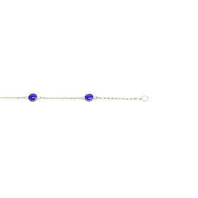 PRIMA NY (Y)14KW 1.40TW LAPIS LAZULI, BEZEL SET  BY THE YARD W/CABLE CHAIN, WHITE GOLD 7” LONG BRACELET