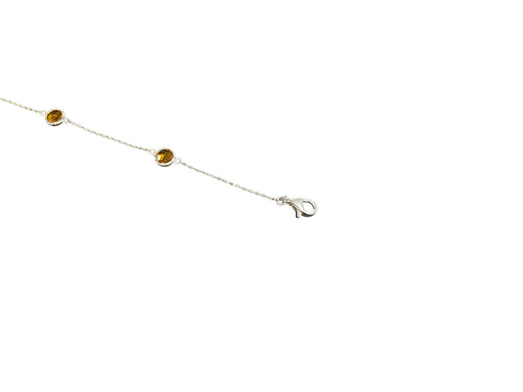 PRIMA NY (Y)14KW 1.86TW CITRINE CHECKERED  BOARD CUT BEZEL SET  BY THE YARD ON CABLE CHAIN,  7” LONG WHITE GOLD  BRACELET