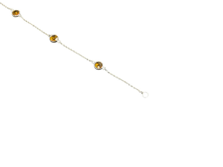 PRIMA NY (Y)14KW 1.86TW CITRINE CHECKERED  BOARD CUT BEZEL SET  BY THE YARD ON CABLE CHAIN,  7” LONG WHITE GOLD  BRACELET
