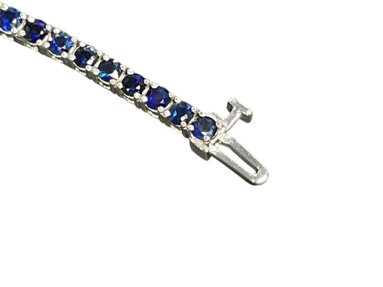 (Y)14KW 5.50TW  & 0.25CTW DIAMOND SAPPHIRE  WHITE GOLD TENNIS BRACELET