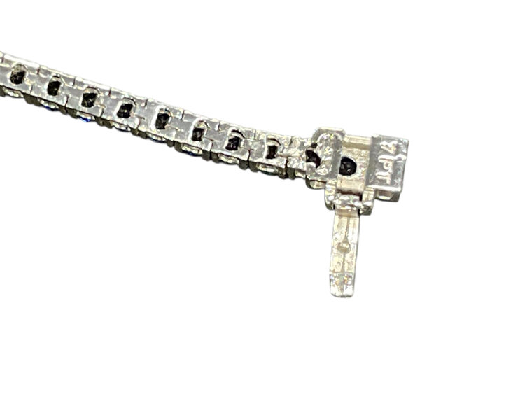 (Y)14KW 5.50TW  & 0.25CTW DIAMOND SAPPHIRE  WHITE GOLD TENNIS BRACELET