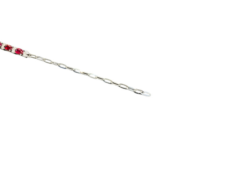 Roman + Jules (R)14KW 0.14CT & 1.41CT 5 OVAL RUBY AND DIAMOND CENTERED IN OVAL LINK BRACELET