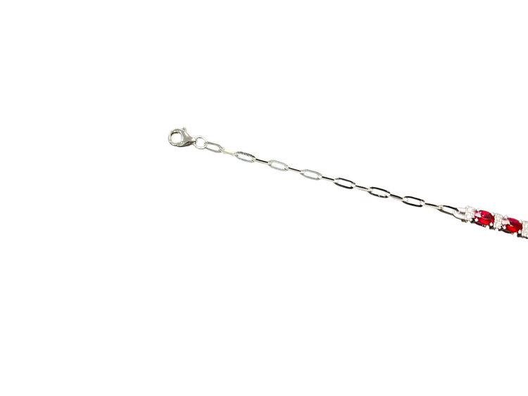 Roman + Jules (R)14KW 0.14CT & 1.41CT 5 OVAL RUBY AND DIAMOND CENTERED IN OVAL LINK BRACELET