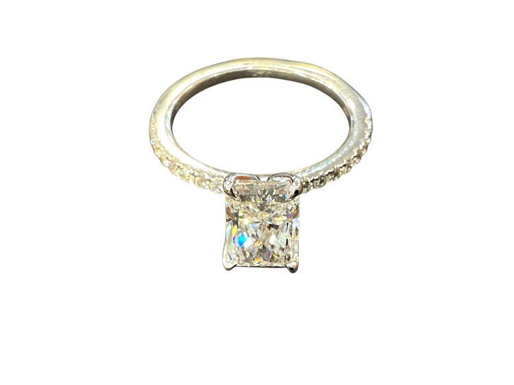 DS DESIGN INC. (Y)14KW 2.07 CT .28 CT E VS1 RADIANT CUT LAB GROWN DIAMOND RING IGI CERT#LG706542337