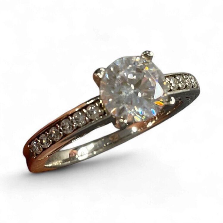 PRIMA NY (R)SAMPLE .14CT ROUND PRONGED CHANNEL WHITE GOLD SEMI MOUNT