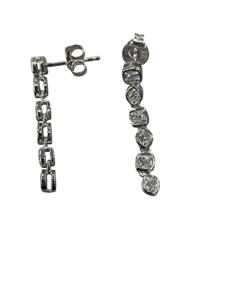 (R)925 LAB 0.50CT LAB GROWN DIAMOND DANGLE EARRINGS STERLING SILVER