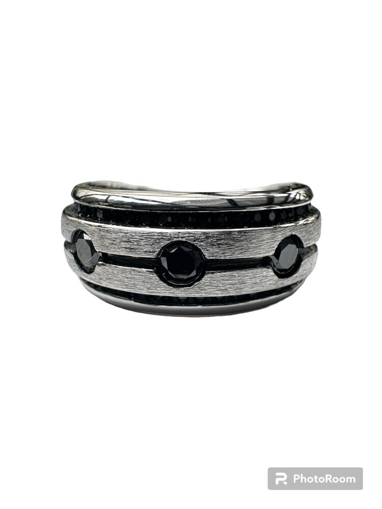 (X) 925 1.00CT 6 BLACK DIAMOND FASHION RING