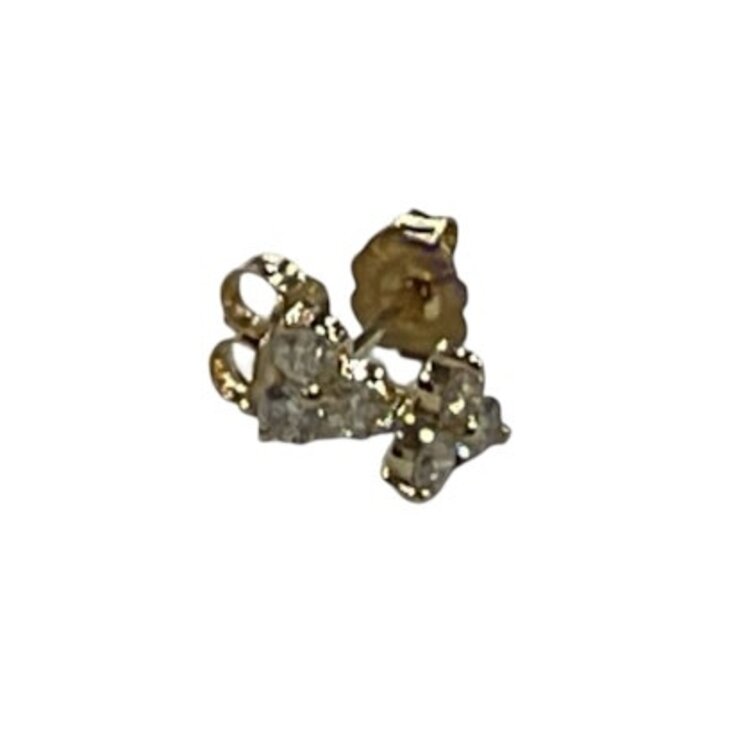FJ KASHI 14K DIA .43CT YELLOW GOLD 3 DIAMOND CLUSTER STUD EARRINGS